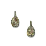 Pair of Aluminum and Colored Diamond Earrings