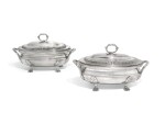 A PAIR OF GEORGE III SILVER SAUCE TUREENS AND COVERS, WILLIAM STEVENSON, LONDON, 1808