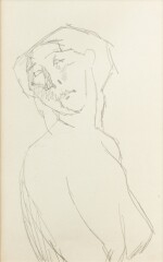 Femme nue assise sur le sol, le corps appuyé sur le bras (recto); Tête et buste de femme (verso)