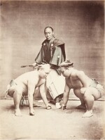 Japan—Kusakabe Kimbei and others | Eight photographs of Japanese wrestlers and Samurais, 1880s