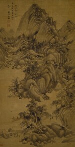 Wang Jian, Landscaper after Ancient Masters | 王鑑　倣古山水　淺絳絹本　立軸　一六六七年作