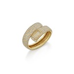 Gold and Diamond Bracelet-Watch, France