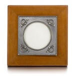 A Fabergé silver-mounted and guilloché enamel palisander wood photograph frame, workmaster Anders (Antti) Nevalainen, St Petersburg, 1899-1903