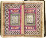 A SMALL ILLUMINATED QUR’AN, COPIED BY FAWZI (?) IBN MUHAMMAD HASHIM MAHMUD AL-MUSAWI, PERSIA, QAJAR, DATED 1277 AH/1860-61 AD