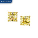 Pair of Fancy Intense Yellow Diamond Studs