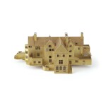 AN ENGLISH 18K VARICOLOR GOLD MODEL OF THE CHURCHILL MANSION, COLLINGWOOD & CO., LONDON, 1974