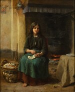 A young girl by the fireplace | Jeune fille auprès de l'âtre