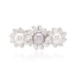 Natural pearl and diamond brooch, 1950s