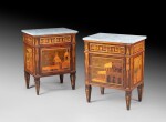 A pair of marquetry commodes, Lombardia, early 19th century, circa 1810, attributed to Giovanni Maffezzoli | Paire de petites commodes en marqueterie, travail italien, Lombardie, du début du XIXe siècle, vers 1810, attribuée à Giovanni Maffezzoli