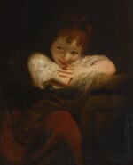 SIR JOSHUA REYNOLDS, P.R.A. | Girl leaning on a pedestal, or The Laughing Girl