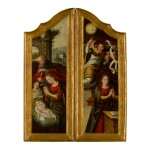 ANTWERP SCHOOL, CIRCA 1560-1570 | WINGS OF A TRIPTYCH:    THE NATIVITY;   THE ANNUNCIATION