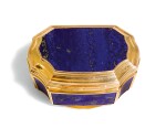 A gold-mounted lapis lazuli snuff box, possibly Italian, circa 1735