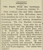 (THE WILD WEST) | Gunfight at the O.K. Corral reported in the Daily Territorial Enterprise, Vol. XLIII, No. 103. Virgina, Nevada: Enterprise Publishing Company, Friday, October 28, 1881