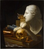 Vanitas still life with a Head of Niobe and a skull