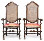 A PAIR OF CHARLES II WALNUT AND CANE ARMCHAIRS, CIRCA 1680