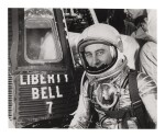 [MERCURY-REDSTONE 4] VINTAGE SILVER GELATIN PRINT OF GUS GRISSOM WITH THE LIBERTY BELL 7, CA JULY 1961.