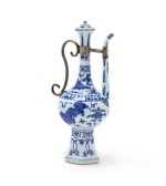 A blue and white ewer and cover Ming dynasty, 16th century | 明十六世紀 青花佛獅紋六方執壺