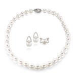 Pearl and Diamond Parure | 養殖珍珠 配 鑽石 項鏈, 戒指 及 耳環套裝