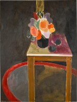 DONALD HAMILTON FRASER | TABLE WITH FLOWERS AND RED MAT