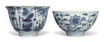 TWO BLUE AND WHITE BOWLS, 17TH / 18TH CENTURY