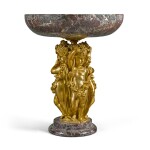  A FRENCH GILT-BRONZE AND MARBLE FIGURAL CENTREPIECE, CIRCA 1870, IN THE MANNER OF MAISON DENIÈRE