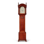 Chippendale Block-and-Shell Carved Cherrywood Tall Case Clock, Rhode Island, Circa 1790