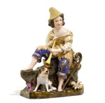 A PORCELAIN FIGURE OF A SHEPHERD AND HIS DOG, KORNILOV BROTHERS FACTORY, ST PETERSBURG, 1843-1861