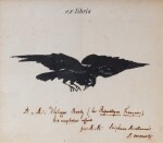 Ex-libris lithographié pour Le Corbeau [1875]. Avec envoi à Philippe Burty de Mallarmé et Manet