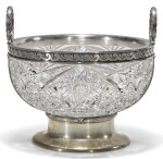 A FABERGÉ SILVER-MOUNTED CUT-GLASS BOWL, MOSCOW, 1908-1917