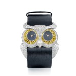 Chopard | 'Animal World' Owl High Jewelry Watch, A Limited Edition of 15 White Gold, Yellow Sapphire and Diamond-Set Wristwatch, Dual Time Zone |  蕭邦 | Animal World – 貓頭鷹 –  限量15版白金 鑲 黃色藍寶石 及 鑽石腕表，兩地時間， 約2010年制