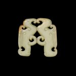 A yellowish-celadon jade 'twin-bird' pendant, Eastern Zhou dynasty | 東周 青玉雙鳥形珮