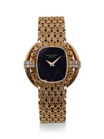 PATEK PHILIPPE | REF 4319/1 YELLOW GOLD AND DIAMOND-SET BRACELET WATCH WITH ONYX DIAL MADE IN 1977