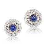 Pair of Sapphire and Diamond Earrings | 藍寶石 配 鑽石 耳環一對