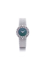PIAGET | REF 90855 A 6, A WHITE GOLD AND DIAMOND SET BRACELET WATCH WITH NEPHRITE DIAL 
