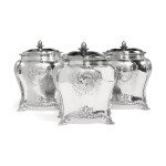 A Set of Three George III Silver Tea Caddies in Fitted Mahogany Box, Daniel Smith and Robert Sharp, London, 1764