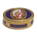 A LOUIS XVI ENAMELED VARICOLOR GOLD OVAL SNUFF BOX, MELCHIOR-RENE BARRE, PARIS, 1779