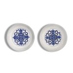 A rare pair of blue and white 'double vajra' dishes, Marks and period of Yongzheng | 清雍正 青花金剛杵紋盤一對 《大清雍正年製》款