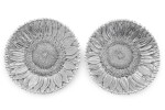 A pair of Italian silver large sunflower dishes, Buccellati, Milan, modern