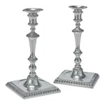 ROYAL: A PAIR OF GEORGE II SILVER LARGE TABLE CANDLESTICKS, SIMON LE SAGE, LONDON, 1759