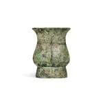 A small archaic bronze ritual wine vessel, zhi, Late Shang/early Western Zhou dynasty  | 商末/西周初 青銅饕餮紋觶