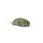 A small celadon jade figure of a recumbent buffalo Late Qing dynasty | 清末 青玉臥牛