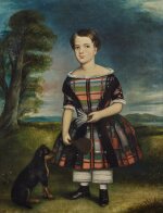American School, 19th Century, A Portrait of a Young Boy with Shuttlecock and Dog