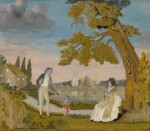 Fine and Rare Painted and Embroidered Silk Picture, Probably the Folwell School, Philadelphia, Pennsylvania, Circa 1810