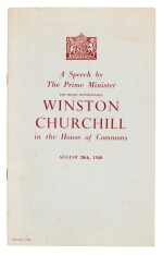 CHURCHILL | A Speech ... in the House of Commons August 20th, 1940 (2 copies in variant bindings)