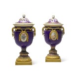 A pair of Sèvres gilt-bronze mounted blue nouveau vases and covers, circa 1770-1775