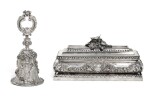 A SILVER TOILET BOX AND TABLE BELL, JEAN-BAPTISTE VAILLANT, ST PETERSBURG, 1846