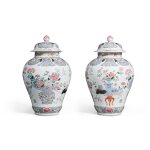 A Pair of Samson Chinese-Export Style Famille-Rose 'Flower Basket' Vases and Covers, Late 19th Century