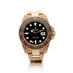 ROLEX | REFERENCE 126715 GMT-MASTER II 'ROOT BEER' A PINK GOLD AUTOMATIC DUAL TIME ZONE WRISTWATCH WITH DATE AND BRACELET, CIRCA 2018