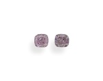 A Pair of 0.20 Carat Fancy Intense Purplish Pink Cushion-Cut Diamonds 