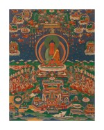 A thangka depicting Amitabha in Sukhavati, Eastern Tibet, 18th century